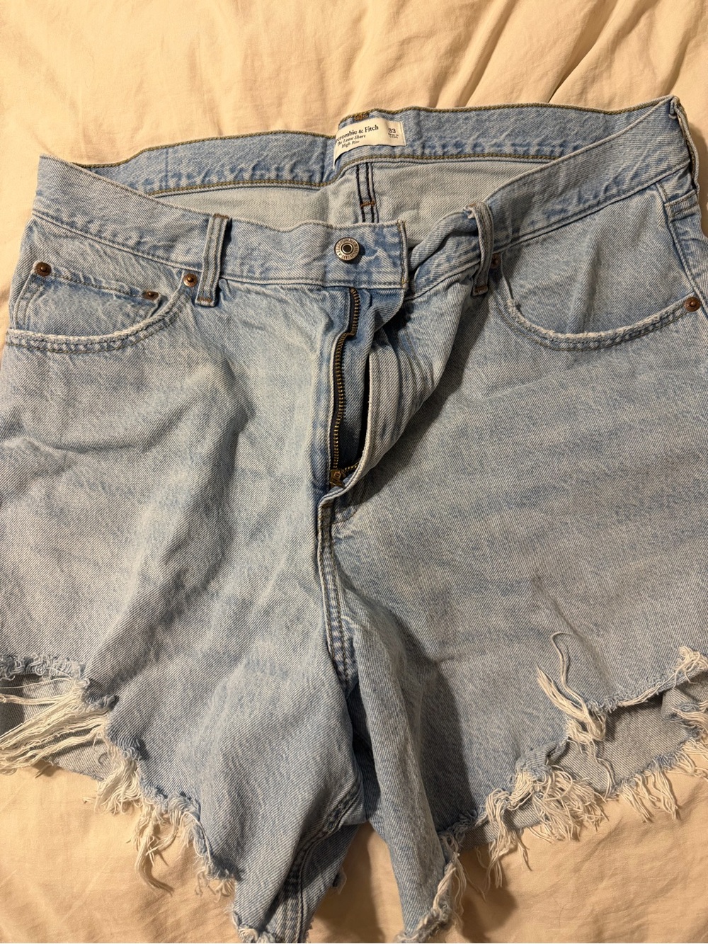 Abercrombie & Fitch Light Blue Distressed Denim Cutoff Shorts “THE LOOSE SHORT”